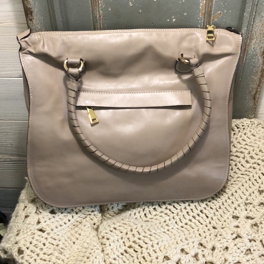 Cavalcanti Taupe Shoulder Bag with Stud Trim - Picture 2 of 14